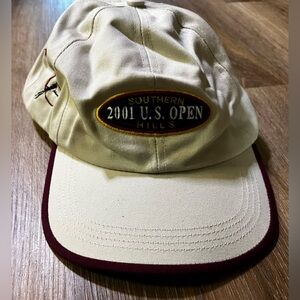 2001 U.S. Open Southern Hills Golf Hat Strapback Cream Burgundy Vintage
